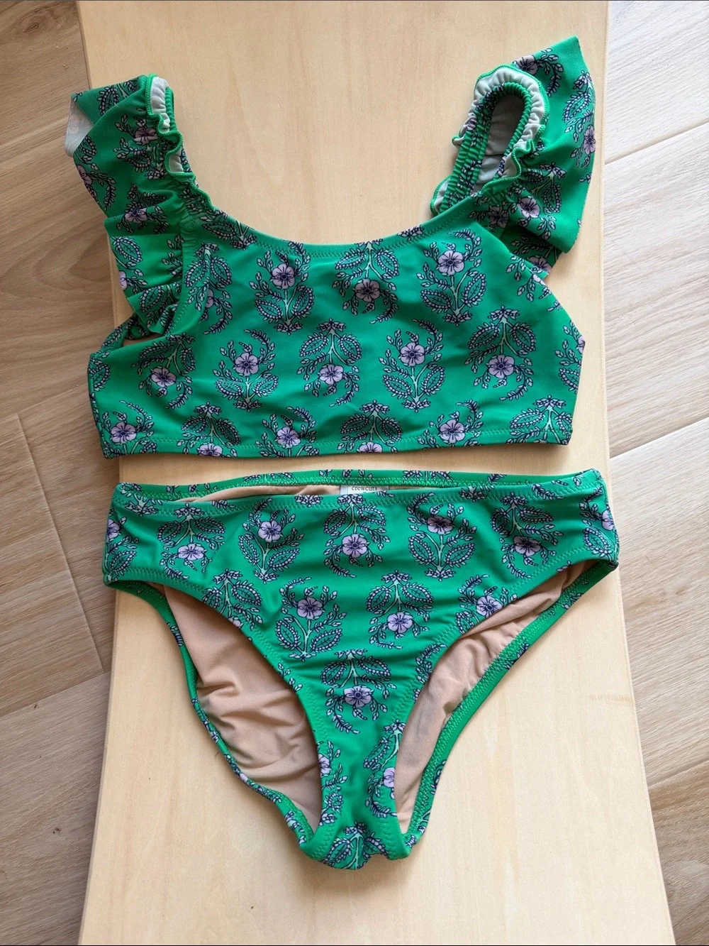 Crewcuts Green Floral Bikini Bathing Suit Size 8